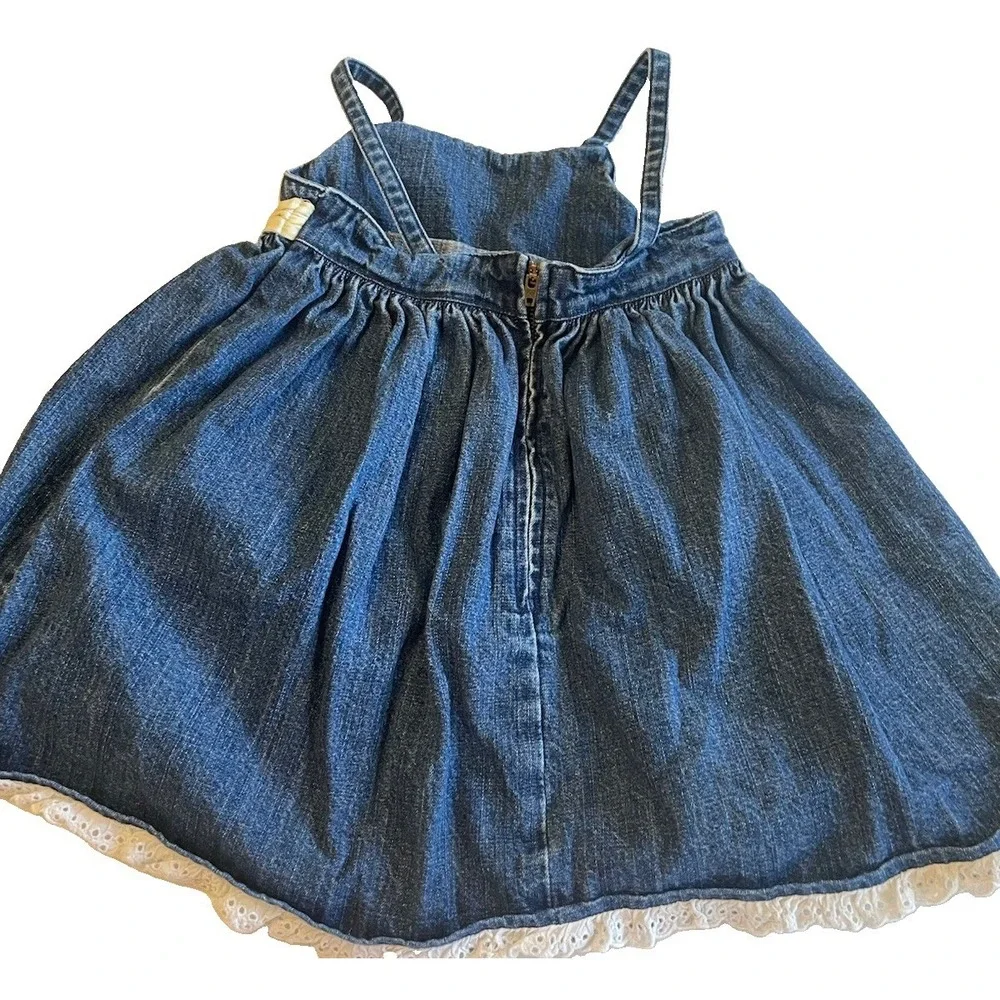 Vintage Gymboree Strawberry Patch Denim Jumper Dress 2T 2004 Embroidered